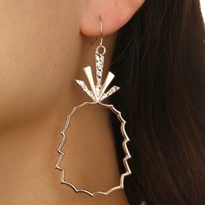 Rose Gold Tone Pineapple Shapped Dangle Earrings